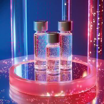 Scientific experiment with test tubes laboratory digital art bright environment close-up view chemistry photo