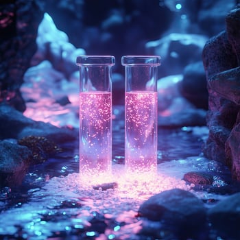 Experimenting with colorful liquids laboratory photography bright environment close-up viewpoint scientific exploration photo