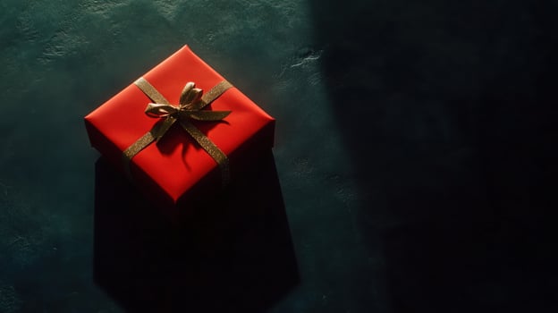 Festive surprise gift box studio setting photography minimalist design close-up holiday concept photo