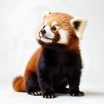 Adorable Red Panda Sitting and Looking Cute in Soft Light Background photo