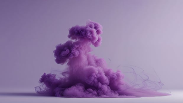 A purple smoke cloud on a white background photo