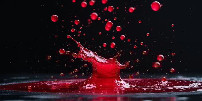 Red liquid splashing into the water photo