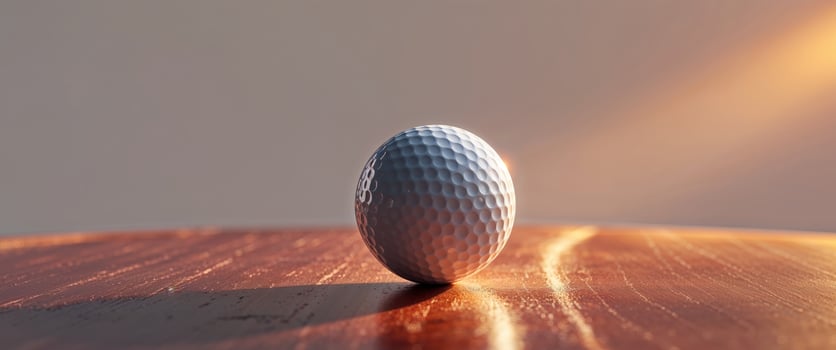A golf ball sitting on top of a wooden table photo