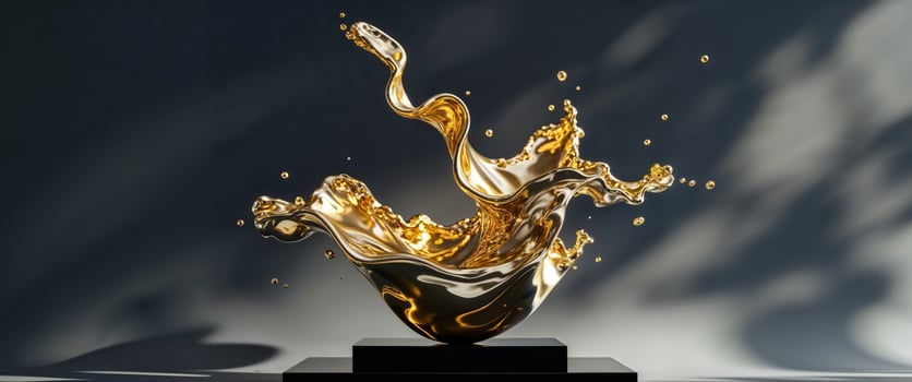 Golden liquid splashing into a vase photo