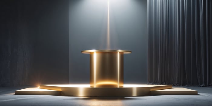 A golden podium with a spotlight shining on it photo