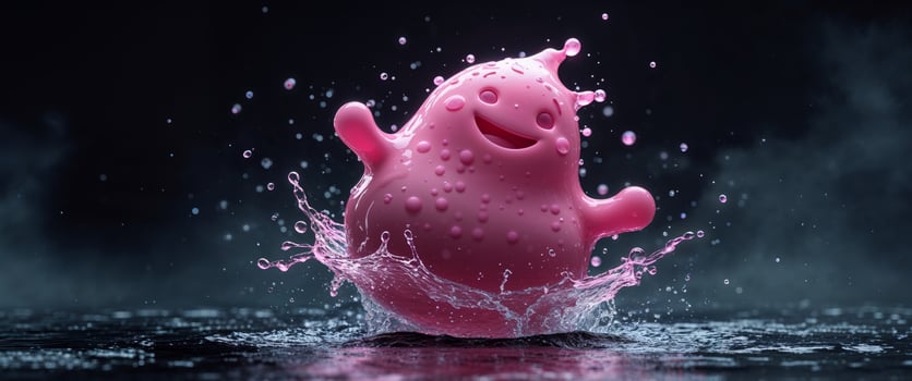 A pink toy is splashing in water photo
