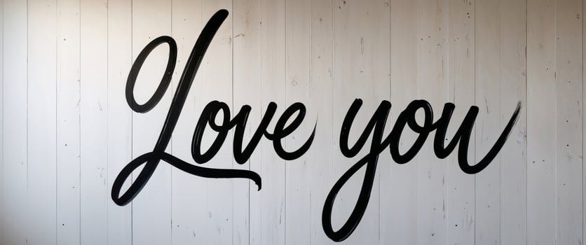 Love you handwritten message on white wooden wall. photo