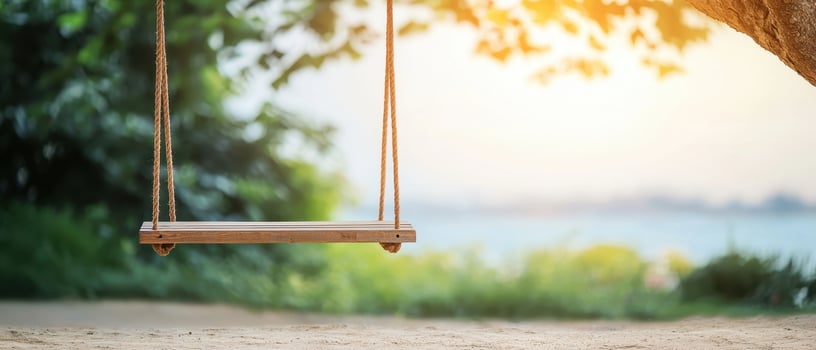 Serene swinging experience tranquil beach nature scene peaceful environment scenic view relaxation concept photo