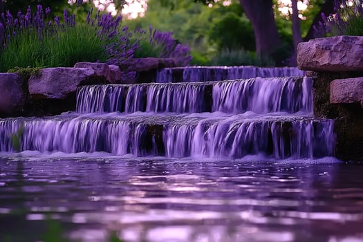 Purple waterfall in the park photo