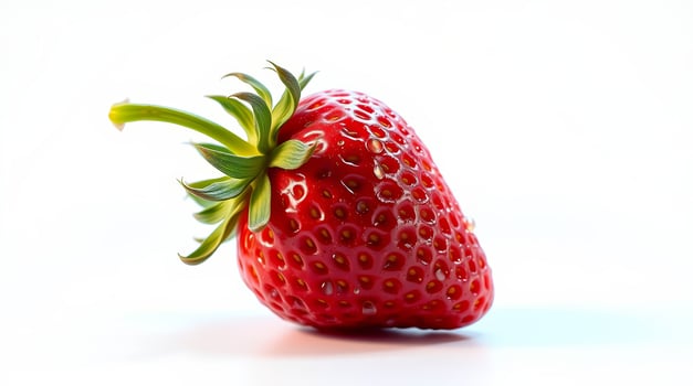 a strawberry is shown on a white photo