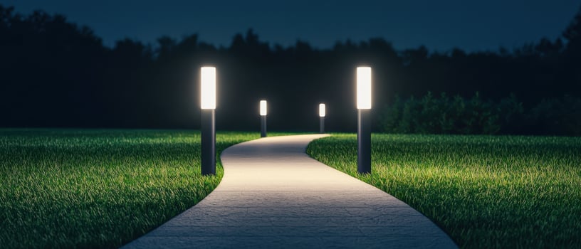 Illuminated pathway at night outdoor landscape serene environment tranquil viewpoint photo
