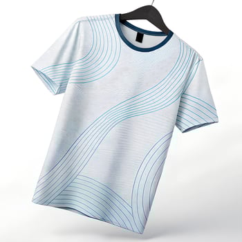 A white t - shirt with blue waves on it photo