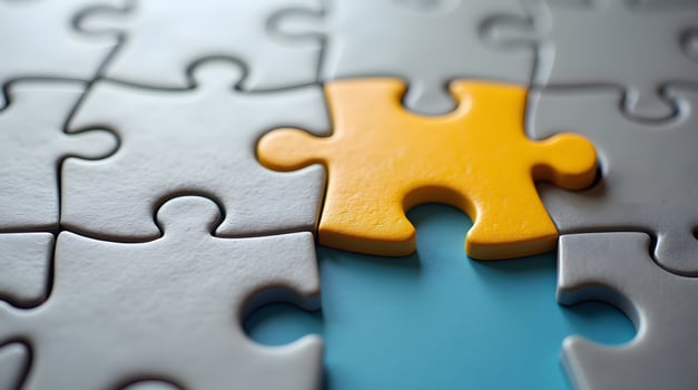 Gray and Yellow Jigsaw Puzzle Pieces photo