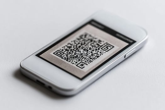 Mobile phone with qr code photo