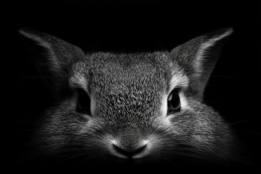 Black and white photograph of a rabbit photo