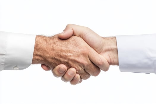 Two men shaking hands on a white background photo