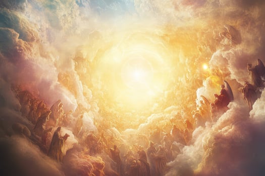 Divine light shines on celestial beings photo