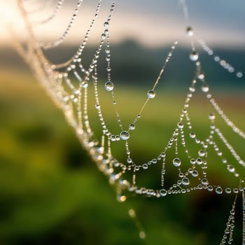 A spider web with water droplets on it photo