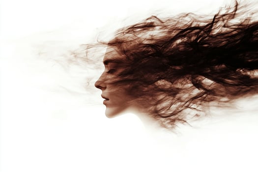 A woman with smoke coming out of her hair photo