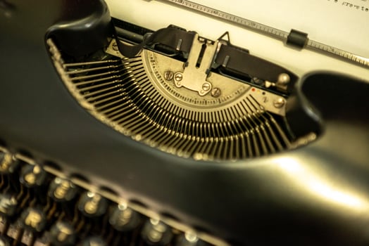 antique typewriter closeup mechanism shot photo