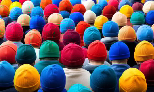 A crowd of people wearing hats photo