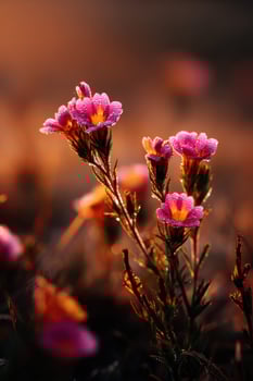 Vibrant wildflowers basking in the morning sun photo
