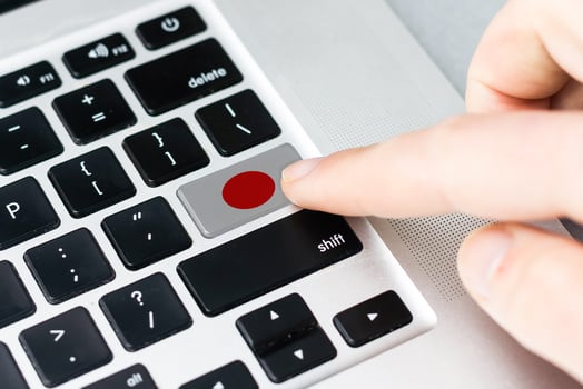 Close-up view on white conceptual keyboard - Japan , key with flag photo