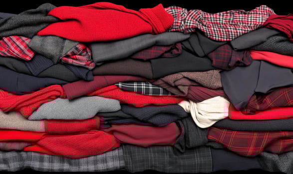 A pile of clothing is shown on a black background photo