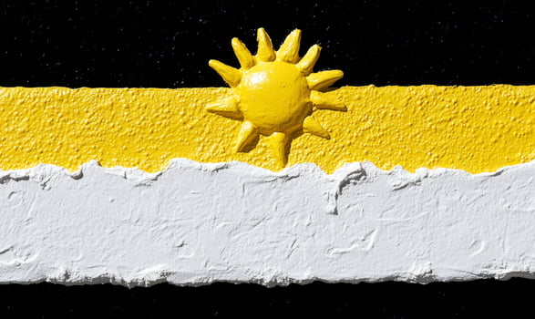 Uruguay flag with sun on black background photo