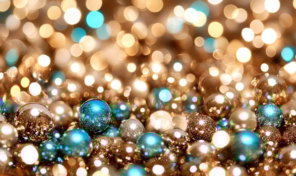 A large group of shiny blue and gold christmas balls photo