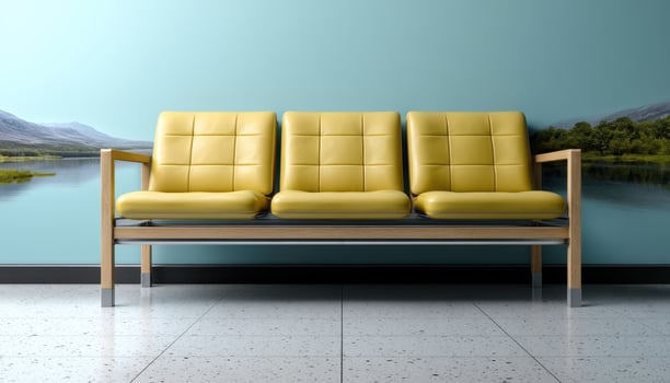 Modern yellow sofa in relaxing interior space calm setting interior design minimalistic view photo