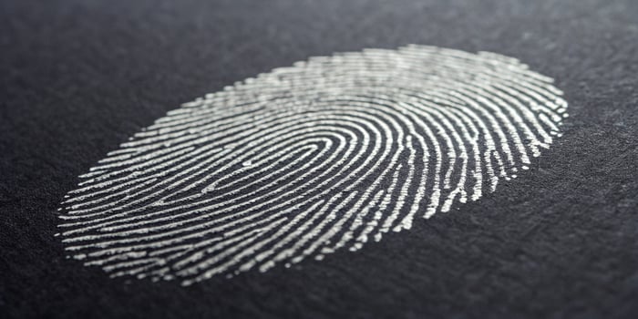 Fingerprint graphic for business purposes, showcasing unique identification or security measures, can be used for multiple applications photo