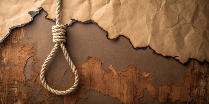 Rope noose against a weathered background for business purposes representing risk and challenges photo