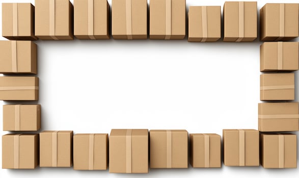 A frame made out of cardboard boxes on a white background photo
