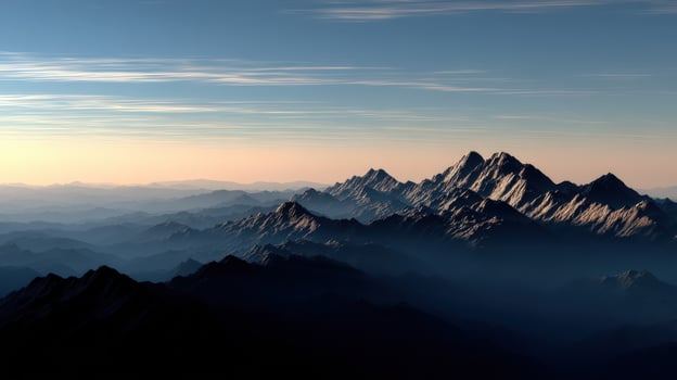 Sunrise over serene mountain landscape photo