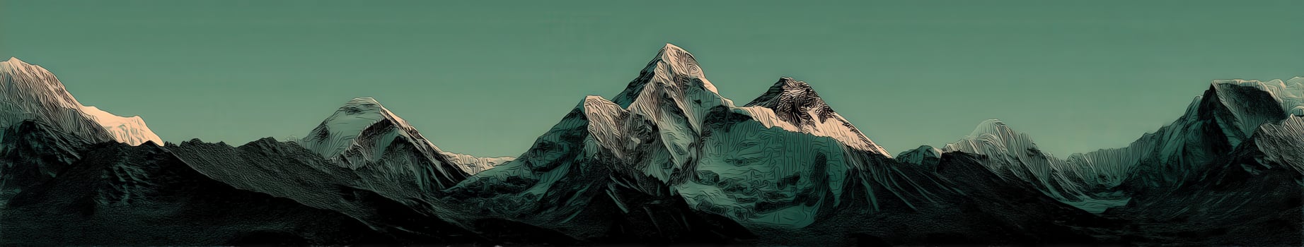 Majestic peaks illuminated by dawn in the Himalayas photo