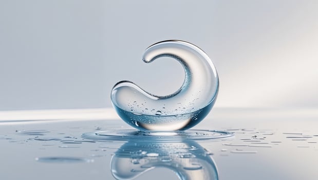 Abstract Droplet Creature on Reflective Surface. photo
