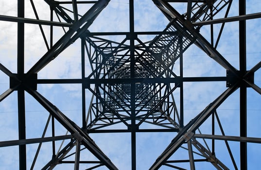Power transmission pole, directly from below photo