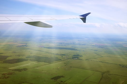View of fields from an airplane photo