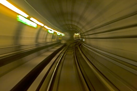 Copengagen subway tunnel, motion blur 2 photo