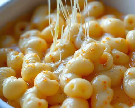 Creamy Pasta Dish with Melting Cheese and Red Pepper Flakes photo