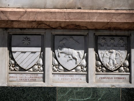 Florence dome cathedral exterior detail donors and family shield photo