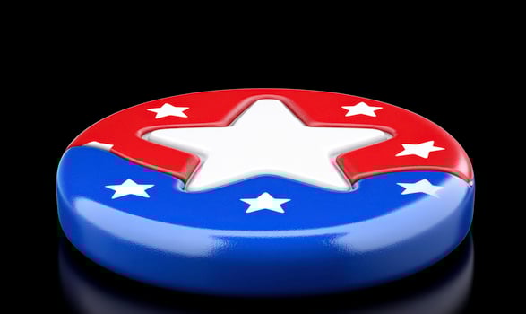 A button with a star and red, white and blue colors photo