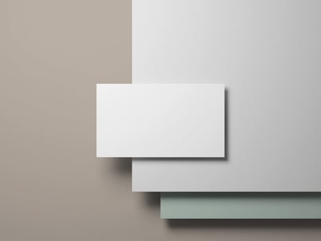 Business card placed on layers of white and soft pastel colors, perfect for showcasing elegant and modern branding. photo