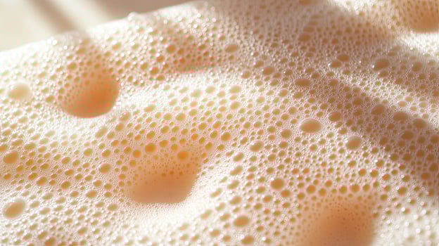 A close up of a soap bar with bubbles photo