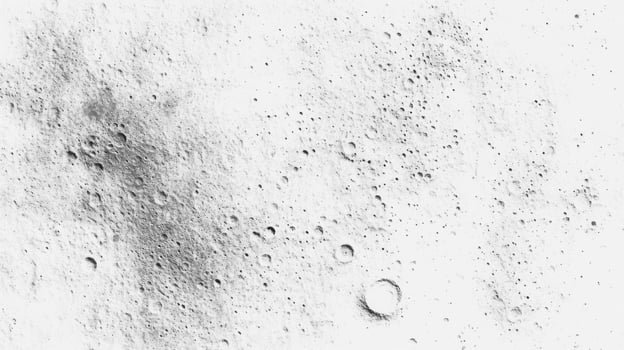 Abstract lunar surface texture with chaotic craters and shadows in monochrome photo