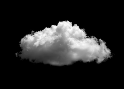 Small Cloud isolated on Black Background. photo