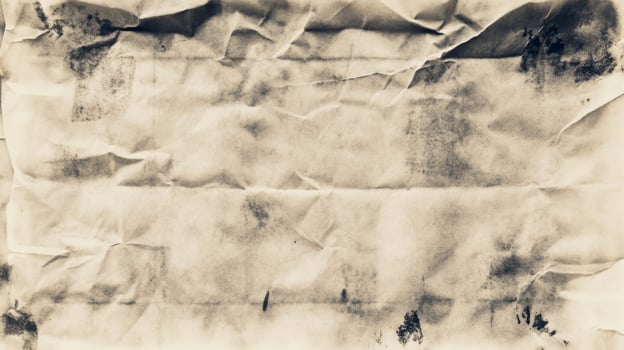 Distressed worn crumpled old paper texture background in black and white photo