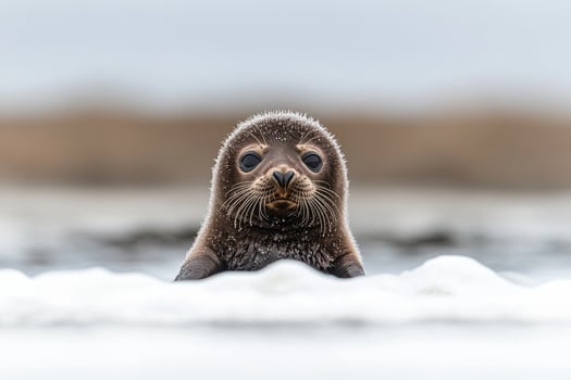 A baby seal is sitting in the water photo
