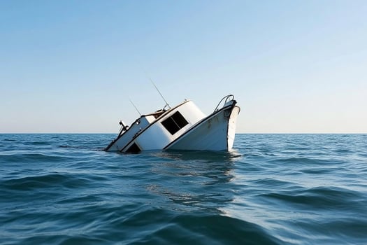 A boat is sinking in the ocean photo